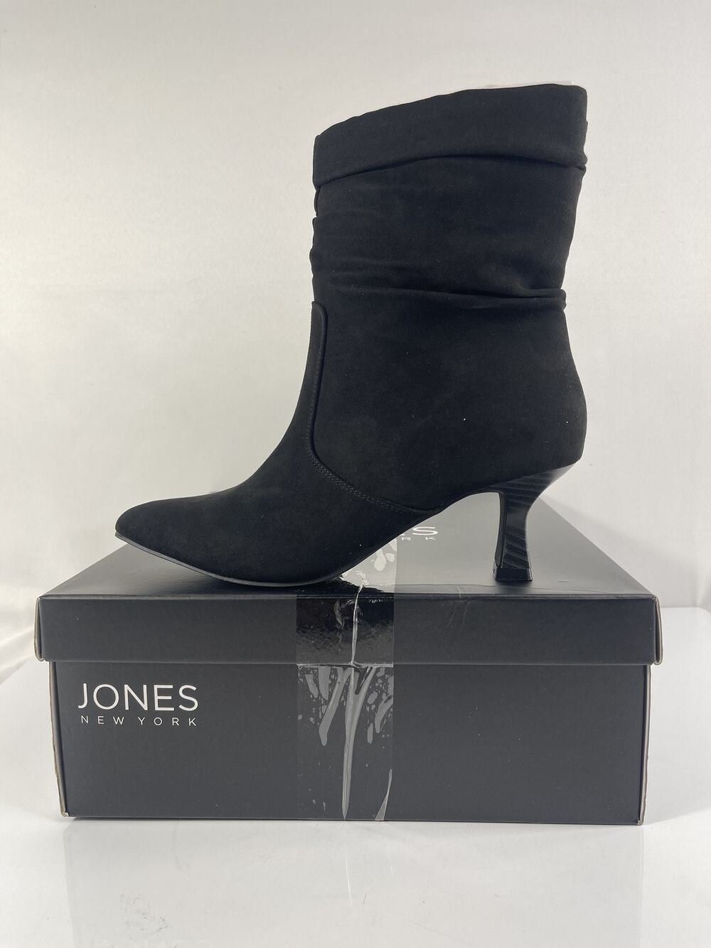 Jones New York Boots Womens Size 7.5 Black Jny-Sonara Faux Suede Kitten Heel